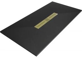 Mexen Toro brodzik prostokątny SMC 170 x 70 cm, czarny, maskownica złota - 43707017-G