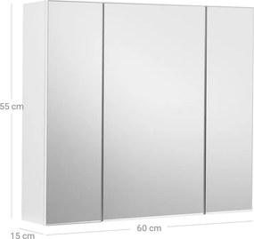 Szafka łazienkowa z lustrem SELENE, 60x15x55cm, biała Vasagle