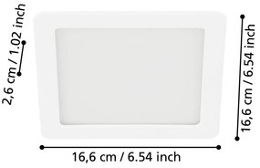 Biała lampa LED wpuszczana w sufit 17x17 cm FUEVA 5 – EGLO