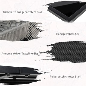 Outsunny Zestaw Mebli Ogrodowych 5-częściowy Jasnoszary+Czarny | Aosom PL