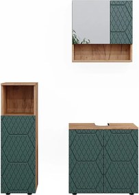 Zestaw mebli łazienkowych zielony/złoty dąb 80x41x58.6 irma