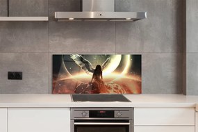 Szkło do Kuchni na Ścianę Skrzydlata Kobieta na tle Księżyca