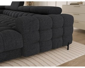 Ciemnoszary rozkładany narożnik z materiału bouclé (lewostronny/w kształcie litery U) Feraria – ELTAP