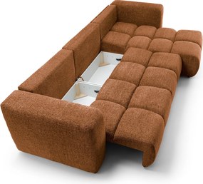 Masseno Narożnik ARTE z funkcją spania i pojemnikiem na pościel Narozniki L, Rozkładana sofa - Miodowy, BELLO 40