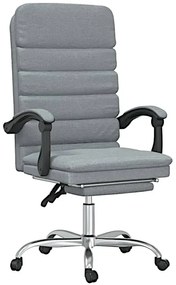 Jasnoszary rozkładany fotel biurowy z podnóżkiem masujący G9-Z88