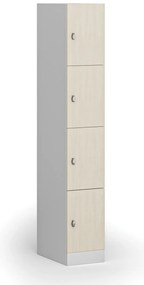 Szafka skrytkowa, 4 schowki, 1850 x 300 x 500 mm, demontaż, zamek obrotowy, drzwi laminowane, brzoza