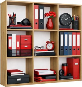 Kwadratowy regał otwarty z 9 półkami dąb artisan M3-N21