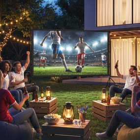 HOMCOM 254 cm 16:9 HD 4K/8K ekran projektora ze statywem, przenośny dwustronny ekran ze składanymi statywami, biały | Aosom PL