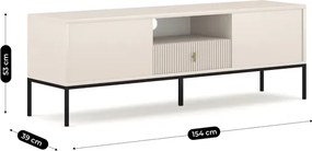 Szafka RTV do Salonu z Szufladą MARCOS 154 cm Kaszmir Ryflowana Glamour
