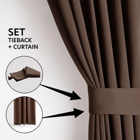 Brązowa zaciemniająca zasłona termiczna 140x245 cm Pleat – Restilo