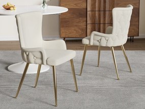 Zestaw 2 krzeseł z weluru - nogi w złotym metalu - Beżowy