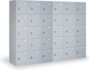 Szafka skrytkowa S2, 15 schowków, 1820 x 1140 x 500 mm, demontaż, zamek cylindryczny, drzwi szare