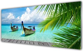 Panel Szklany Kolorowe Łodzie na Falach