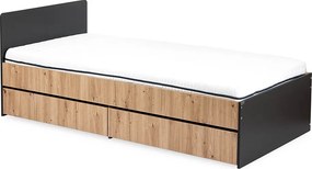 Łóżko młodzieżowe z szufladami Dalia 204x94, kolor antracyt/dąb