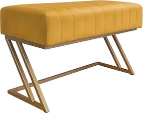 Ławka ZETA tkanina Welur loft ławka metal : Kolor Stelaża - Złoty, Kolor tkaniny - VELVET - MG15, Typ tkaniny - Velvet