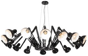 Industrialna lampa wisząca czarna 16-światłowa regulowana - Hobby SpinnePrzemysłowy Oswietlenie wewnetrzne