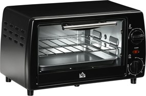 HOMCOM Mini Piekarnik Toster z Blachą i Rusztem Grillowym Czarny 365x26x22 cm z Funkcją Timera | Aosom PL