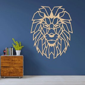 Geometryczny drewniany obraz ścienny z głową lwa | LEONART