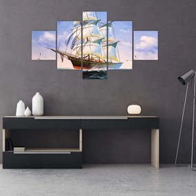 Obraz statku na falach (125x70 cm)