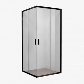 Kabina Prysznicowa Kwadratowa Z Drzwiami Przesuwnymi, Szkło Hartowane 6 Mm I Aluminium Brent Czarny Matowy & Transparent & 80 X 80 X 195 Cm - Sklum