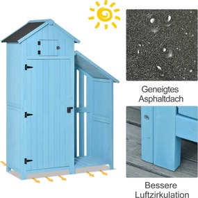 Przestronny Szop Ogrodowy Outsunny z Miejscem na Drewno i Półkami, Błękit Nieba