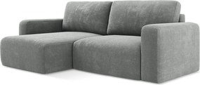 Szary rozkładany/ze schowkiem narożnik z tkaniny szenilowej (lewostronny/z szezlongiem) Kona – Makamii