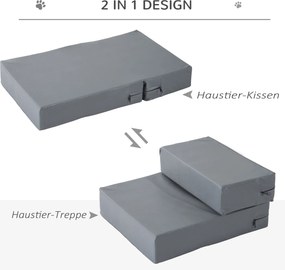 PawHut Schody dla psa kota Schodki podest antypoślizgowe łatwe w czyszczeniu szare 45x39x20cm | Aosom PL