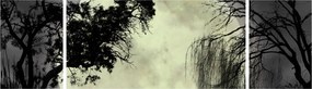 Obraz - Księżyc w pełni nad powierzchnią, wersja czarno - biała (170x50 cm)