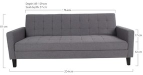 Szara sofa rozkładana 204 cm Milton – House Nordic