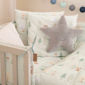 Jasnozielona bawełniana pościel dziecięca do łóżeczka 80x80 cm Woodland Buddies – Roba