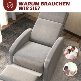 HOMCOM Fotel relaksacyjny telewizyjny z wyciąganym podnóżkiem i regulacją nachylenia do 160 stopni szary | Aosom PL