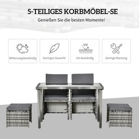 Outsunny komplet stół z krzesłami z technorattanu zestaw ogrodowy komplet 11 el. z poduszkami szary
