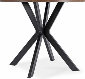 Zestaw Stół Okrągły LAUREN 90 cm Dąb Rustykalny/Czarny i 4 Krzesła ROBIN Czarne