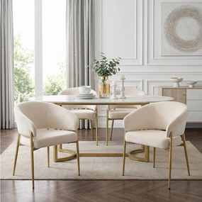 Zestaw 4 krzeseł do jadalni - 58 x 61 x 78 cm - Styl nowoczesny - nogi w kolorze złotym - aksamit - beż