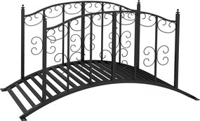 Outsunny Most ogrodowy z metalu w stylu vintage, dekoracja do ogrodu i stawu, 119x67x70 cm, czarny