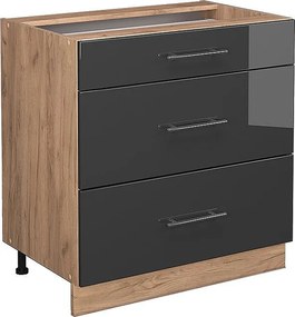 Szafka dolna do kuchni antracyt wysoki połysk 80x51.6x82 fame-line