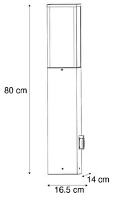 Zewnetrzna Nowoczesna lampa podłogowa zewnętrzna czarna 80 cm z gniazdem IP44 - Charlois Nowoczesny Oswietlenie zewnetrzne