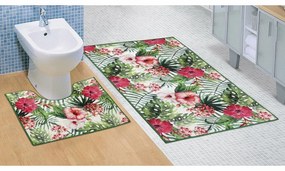 Bellatex Zestaw dywaników łazienkowych Hibiskus 3D, 60 x 100 cm, 60 x 50 cm