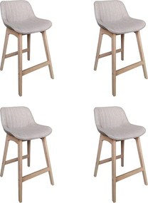 Komplet dębowych krzeseł wyspowych i barowych z siedziskiem z tkaniny MELLOW o szerokości 65 cm