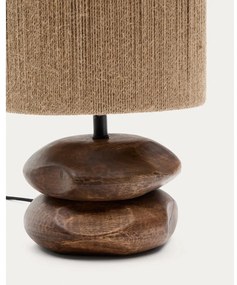 Lampa stołowa z litego drewna akacjowego w ciemnym naturalnym kolorze (wysokość 43 cm) Kor – Kave Home