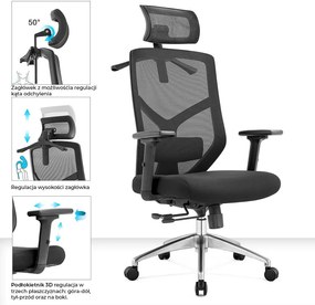 Ergonomiczny fotel do biura Rosa, zgodny z normą BHP