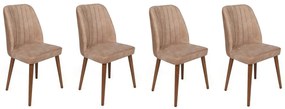 Zestaw krzeseł do jadalni Alfa Beige and Walnut, 4 szt.