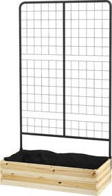Outsunny Łóżko Ogrodowe Wysokie z Podporą Drewniana Skrzynia na Kwiaty Grządka Ziołowa Donica Naturalne Drewno 80x38x145cm | Aosom PL