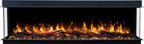 Trójstronny kominek elektryczny SOLIS 180 - ogień premium, do zabudowy - 180x30x46 cm - kominek LED z grzaniem 750/1500W