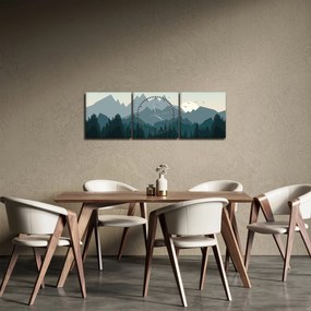 Obraz - Góry oczami grafika (z zegarem) (90x30 cm)