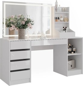 Stół toaletowy biały/biały wysoki połysk 158.2x50.1x76 sherry