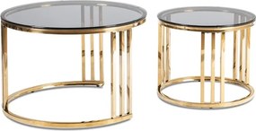 Zestaw Stolików Kawowych TRITON 70 cm/50 cm Szary/Złoty Glamour