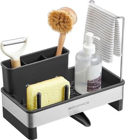 Organizer na zlew SINK z ociekaczem, srebrny/czarny SongmicsHome