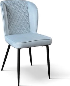 Zestaw 4 krzeseł z jasnoniebieskiego aksamitu i antracytowymi metalowymi nogami - SOHO