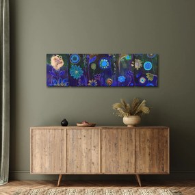 Obraz ciemnoniebieskich kwiatów (170x50 cm)